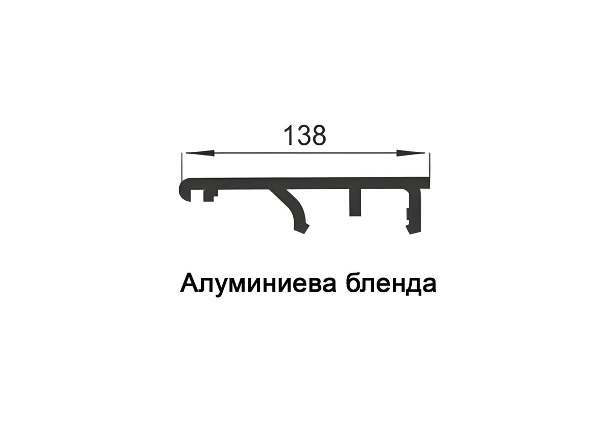 Мех. за плъзгаща преходна врата 9700 – код 010684, Алуминий / Ал. бленда за релса / 2000 мм