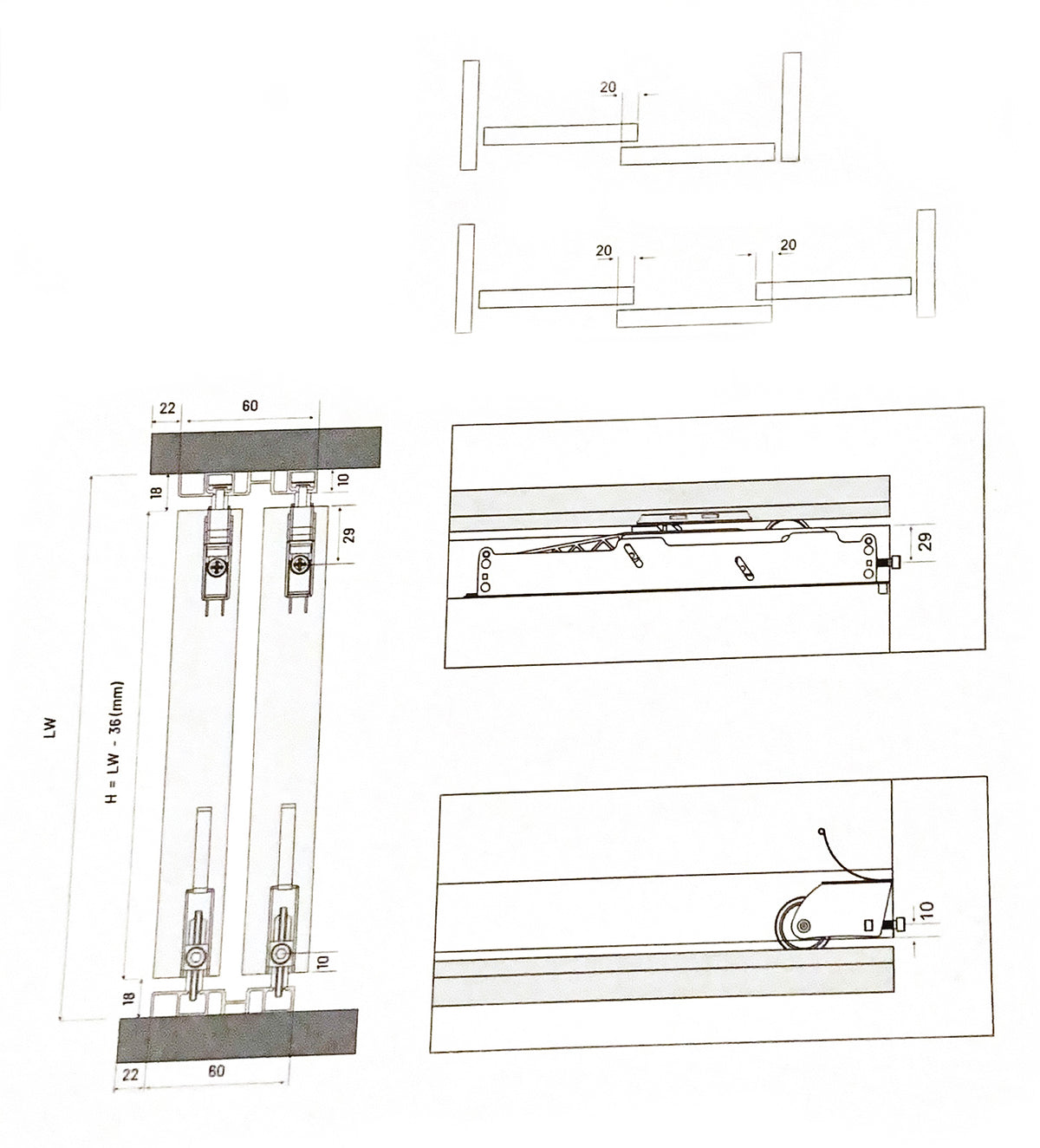 Мех. за плъзгащи врати FST 30/50W – изглед 3