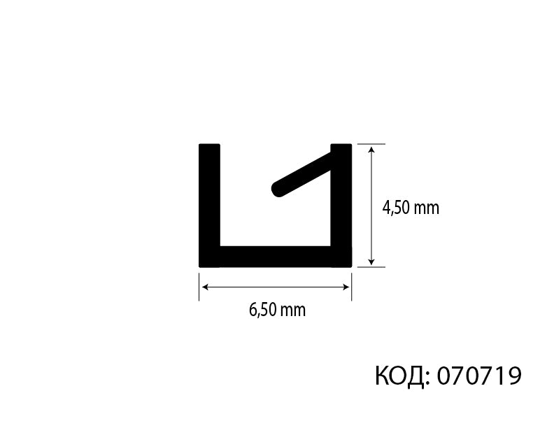 Ал. профил 1007 /за 4 мм стъкло – код 070719, Бял / Уплътнение за профил 1002А / Цената е за метър!