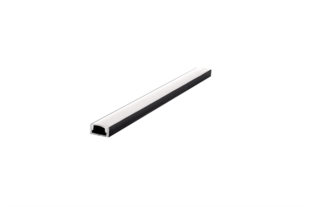 LED Профил външен монтаж + капак - Черен мат – код 070802, Черен мат профил + Мат капак / LED Профил външен монтаж / 3000 мм