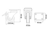 Колело с планка и стопер h:65 mm – изглед 2