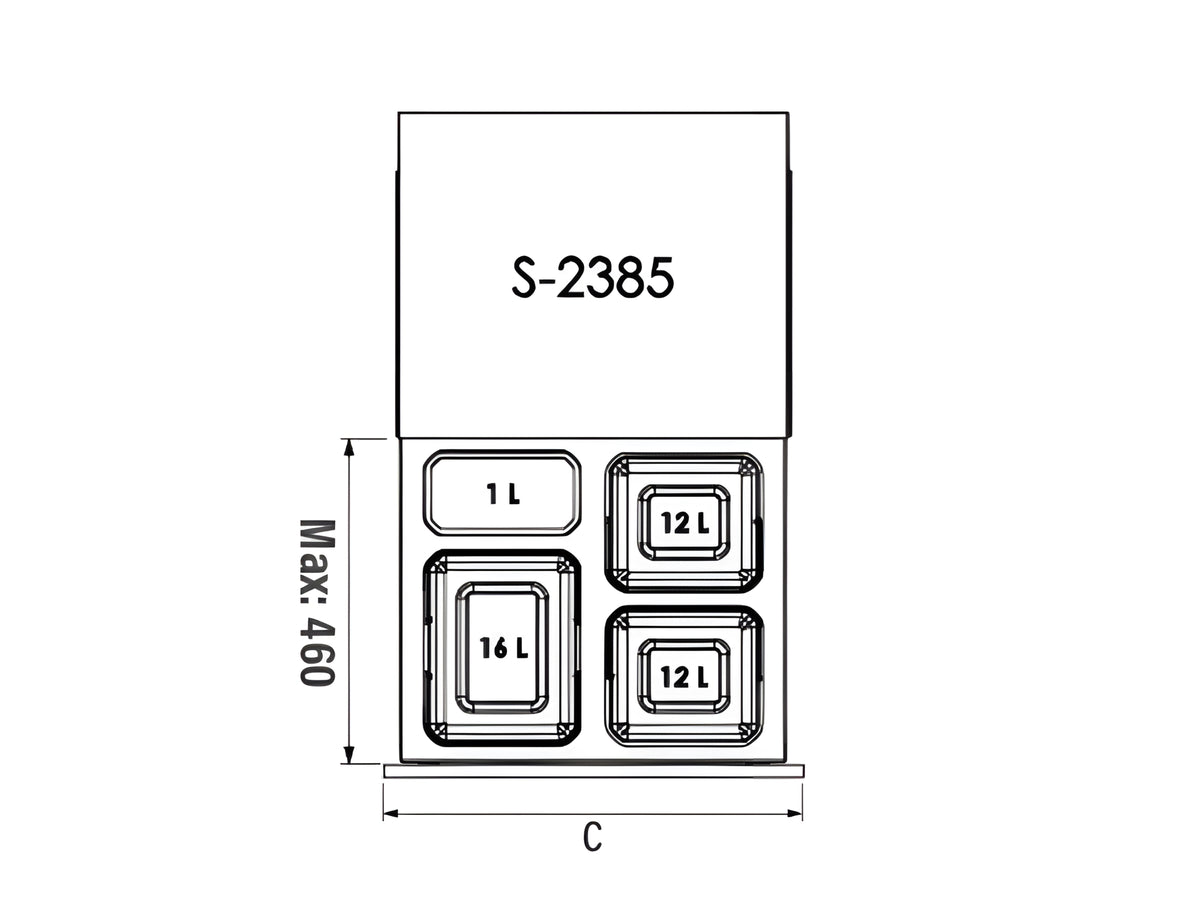 Кош за вграждане S-2385-A Антрацит – изглед 3
