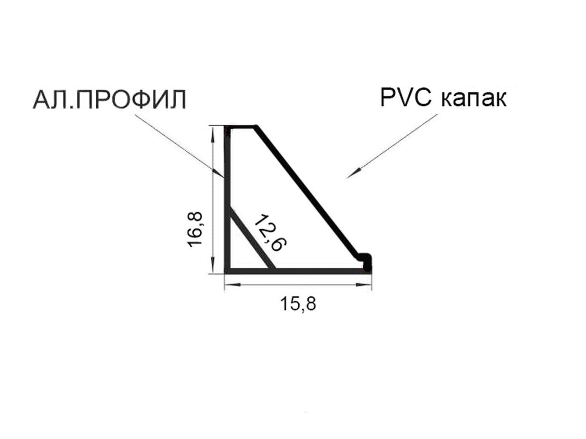 LED профил ъглов /30°/ Мат + мат капак 3м – изглед 2