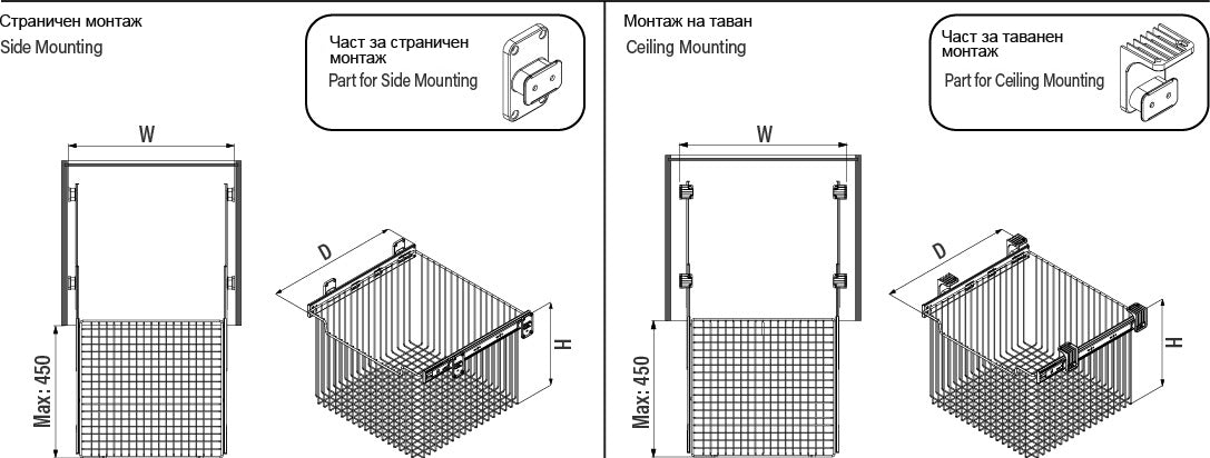 Телескоп. кошница за гардероб /голяма/ Антрацит – изглед 3